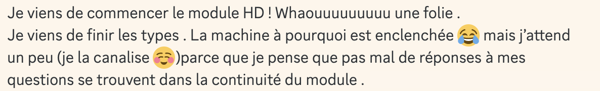 Message d'élève