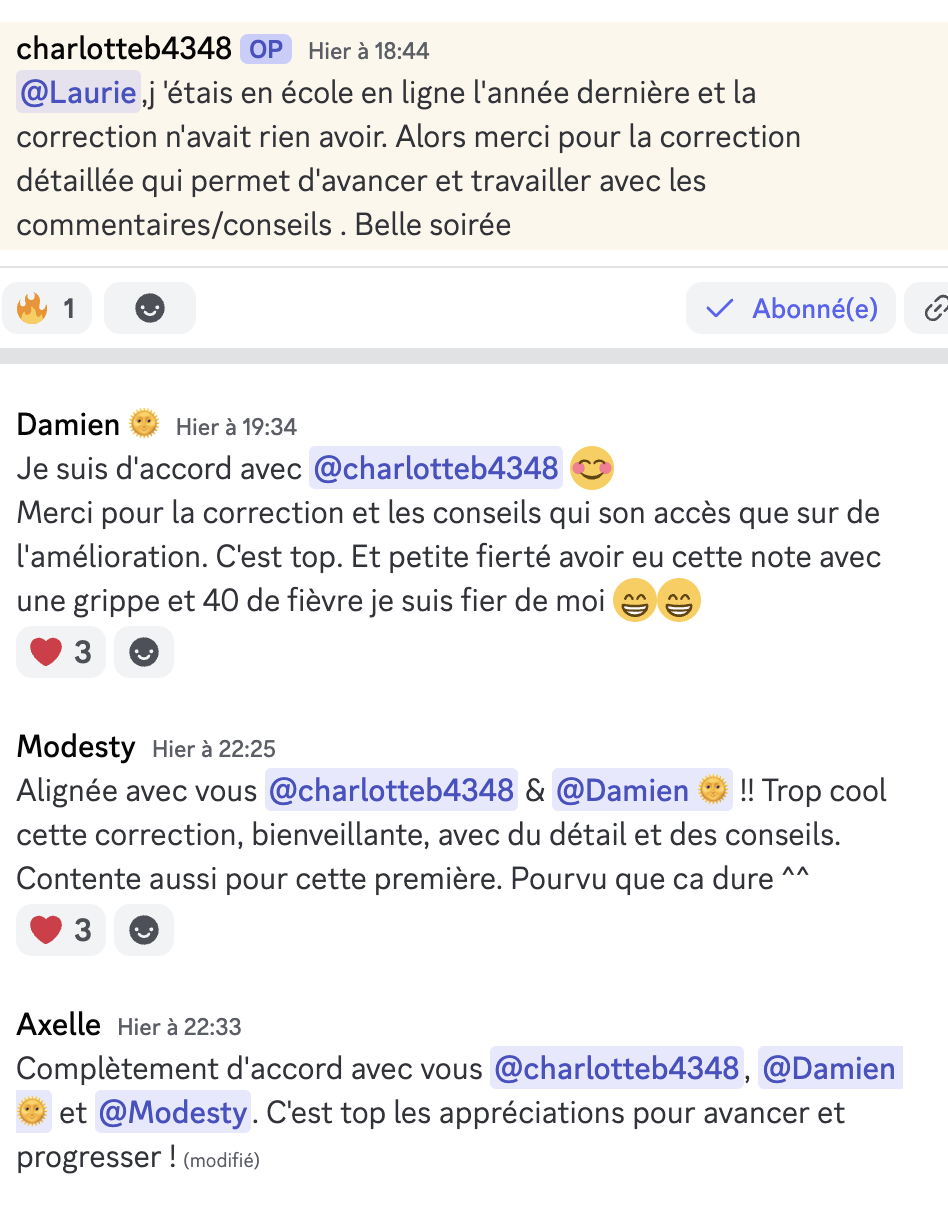 Message d'élève